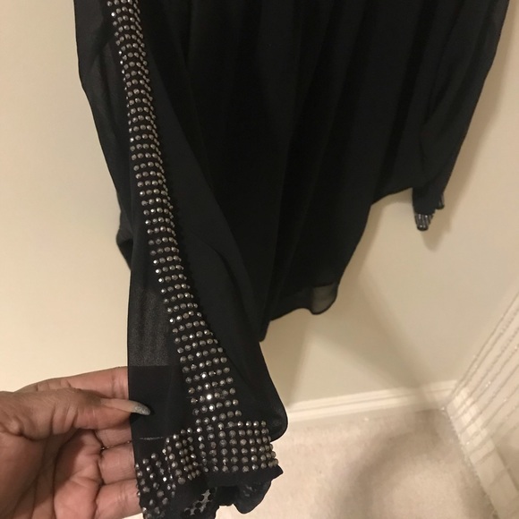 Black semi-sheer studded tunic dress - Picture 2 of 4